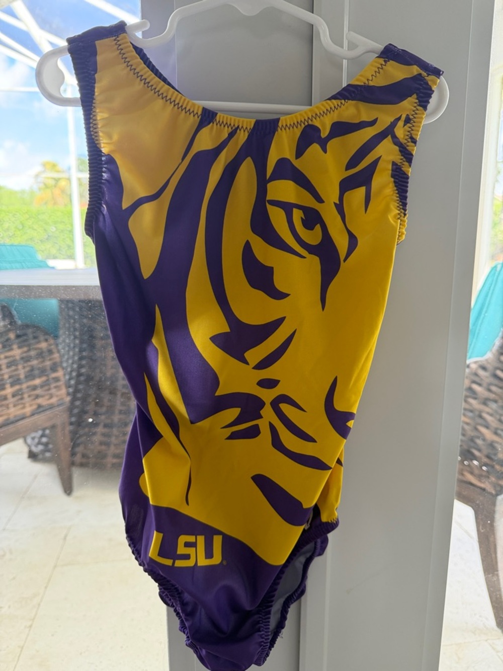 LSU Tigers Gymnastics Leotard Child Large Purple Gold Girl Athletic Dance Leo CL